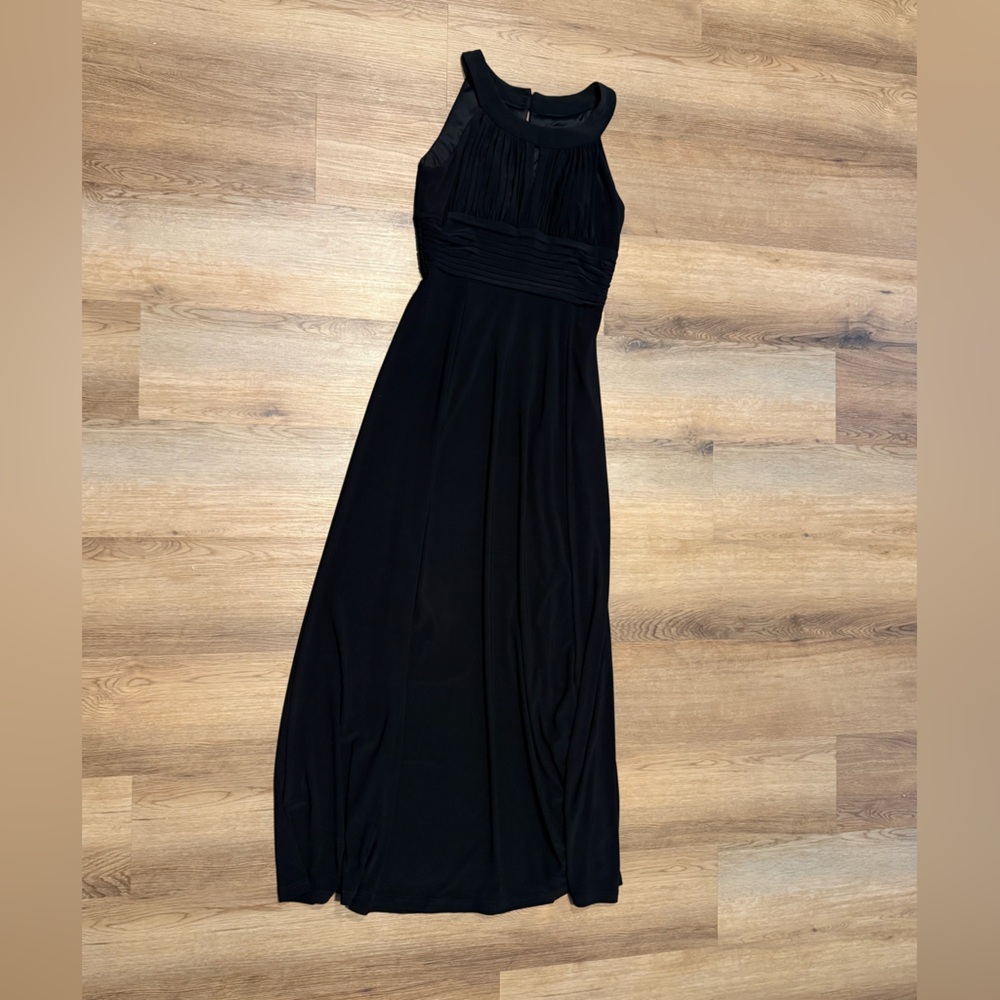 SLNY Keyhole Round Neck Chiffon Dress Ruched Waist Size Medium